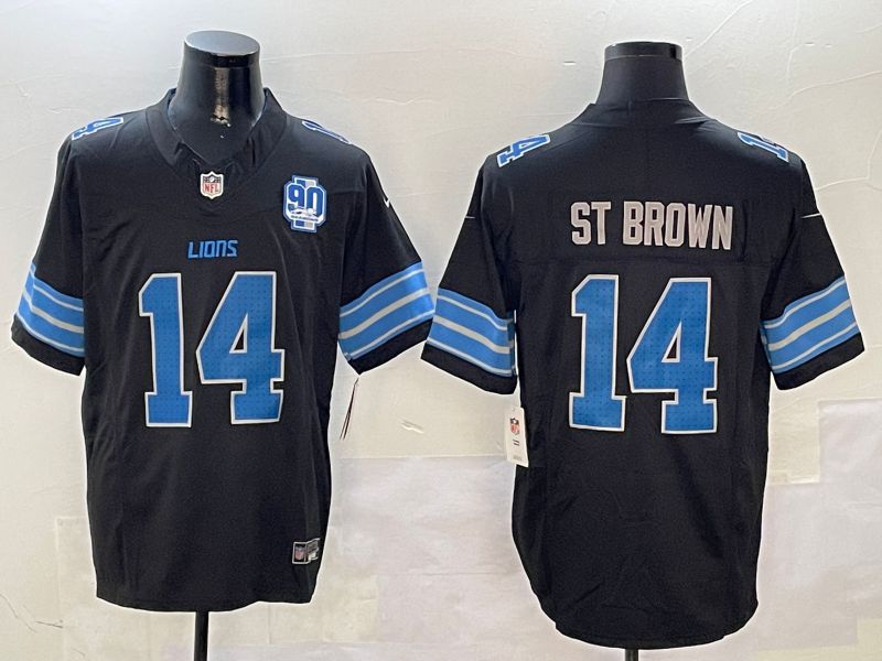 Men Detroit Lions #14 St Brown Black three generations 2024 Nike Limited NFL Jersey style 01022